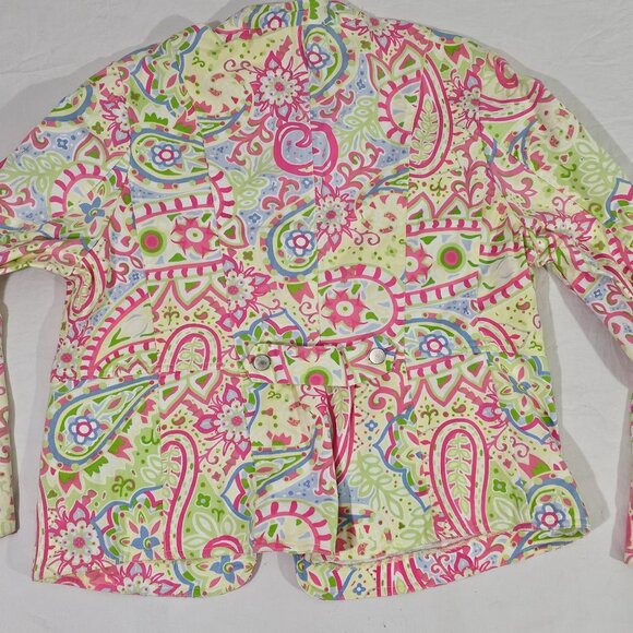 Lilly & Van Womens Paisley Cotton Blend Button-Up Jacket XL Multicolor - Picture 5 of 6